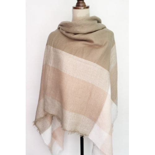 Chic Lattice and Stripe Pattern Fringed Big Square Pashmina For Women