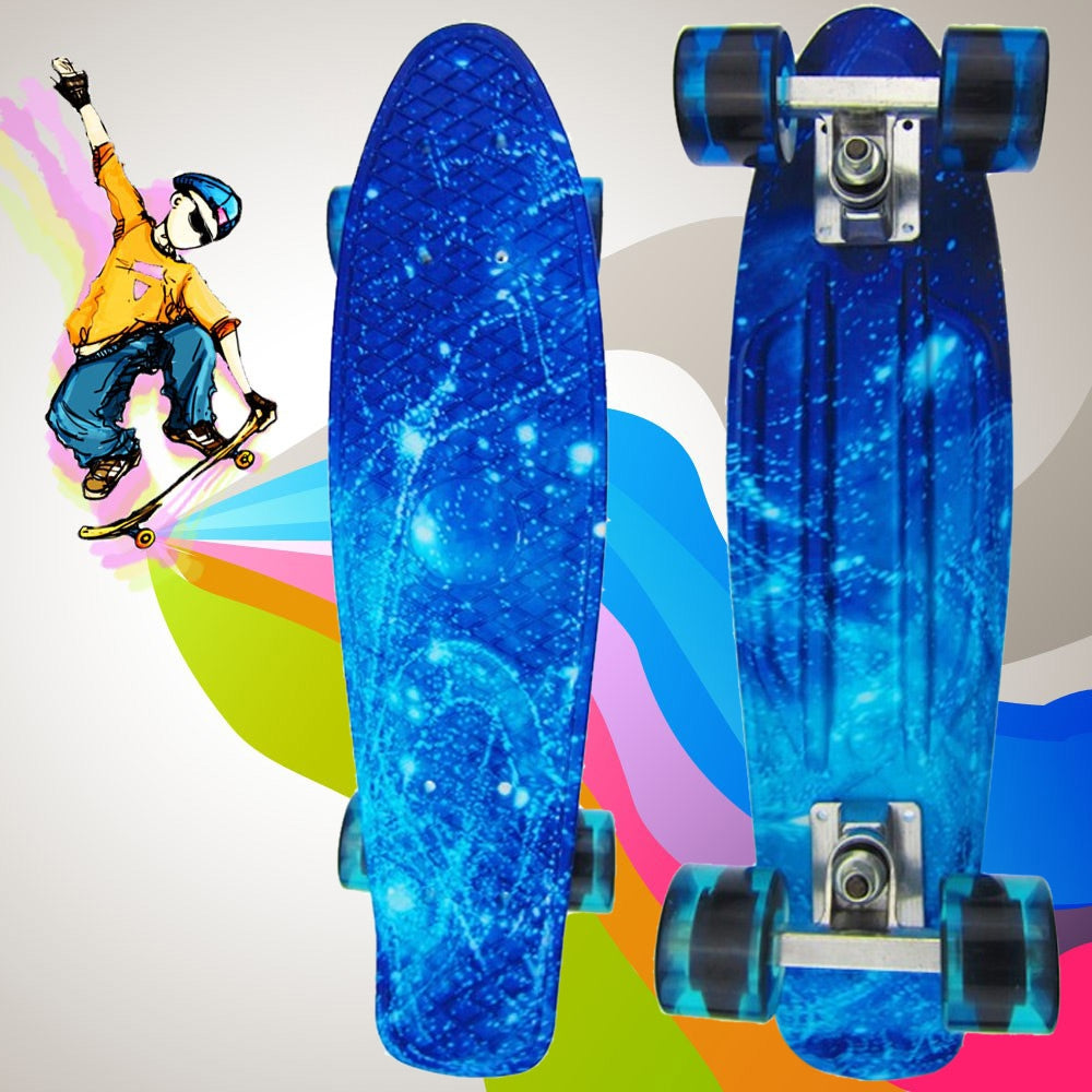 100kg Load Retro Skateboard Starry Sky Pattern Mini Board for Outdoor Sport