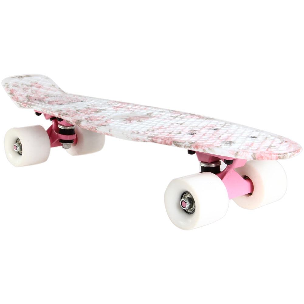 100kg Load Retro Skateboard Hibiscus Pattern Mini Board for Outdoor Sport