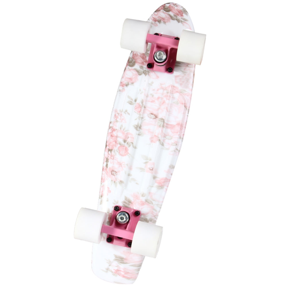 100kg Load Retro Skateboard Hibiscus Pattern Mini Board for Outdoor Sport