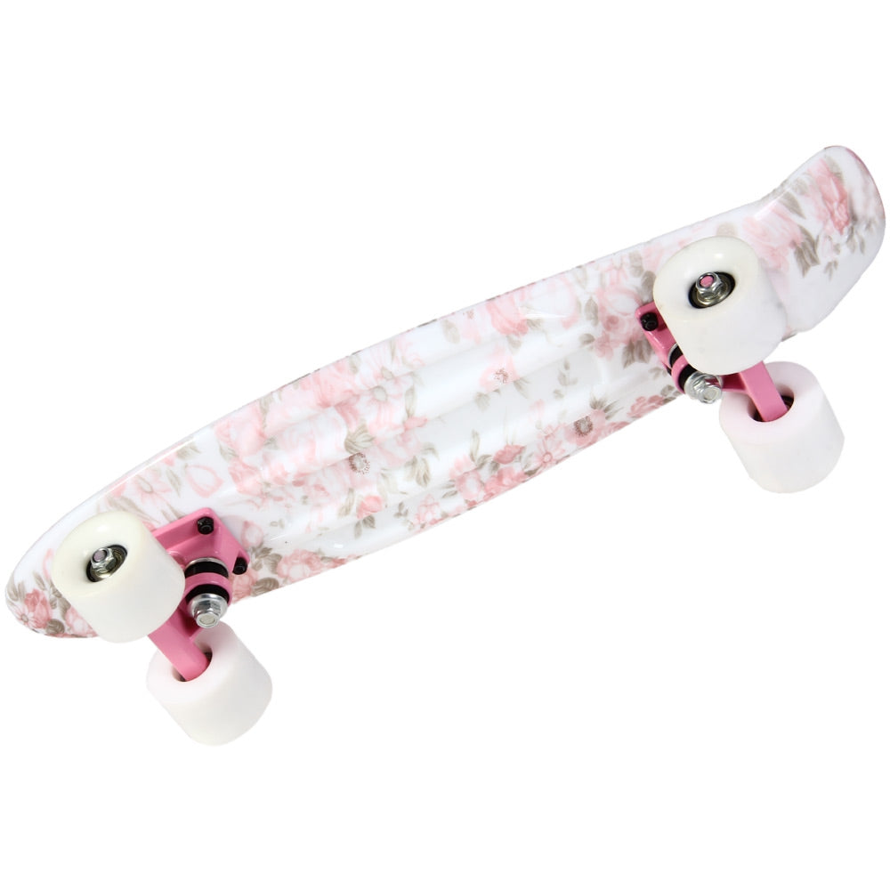 100kg Load Retro Skateboard Hibiscus Pattern Mini Board for Outdoor Sport