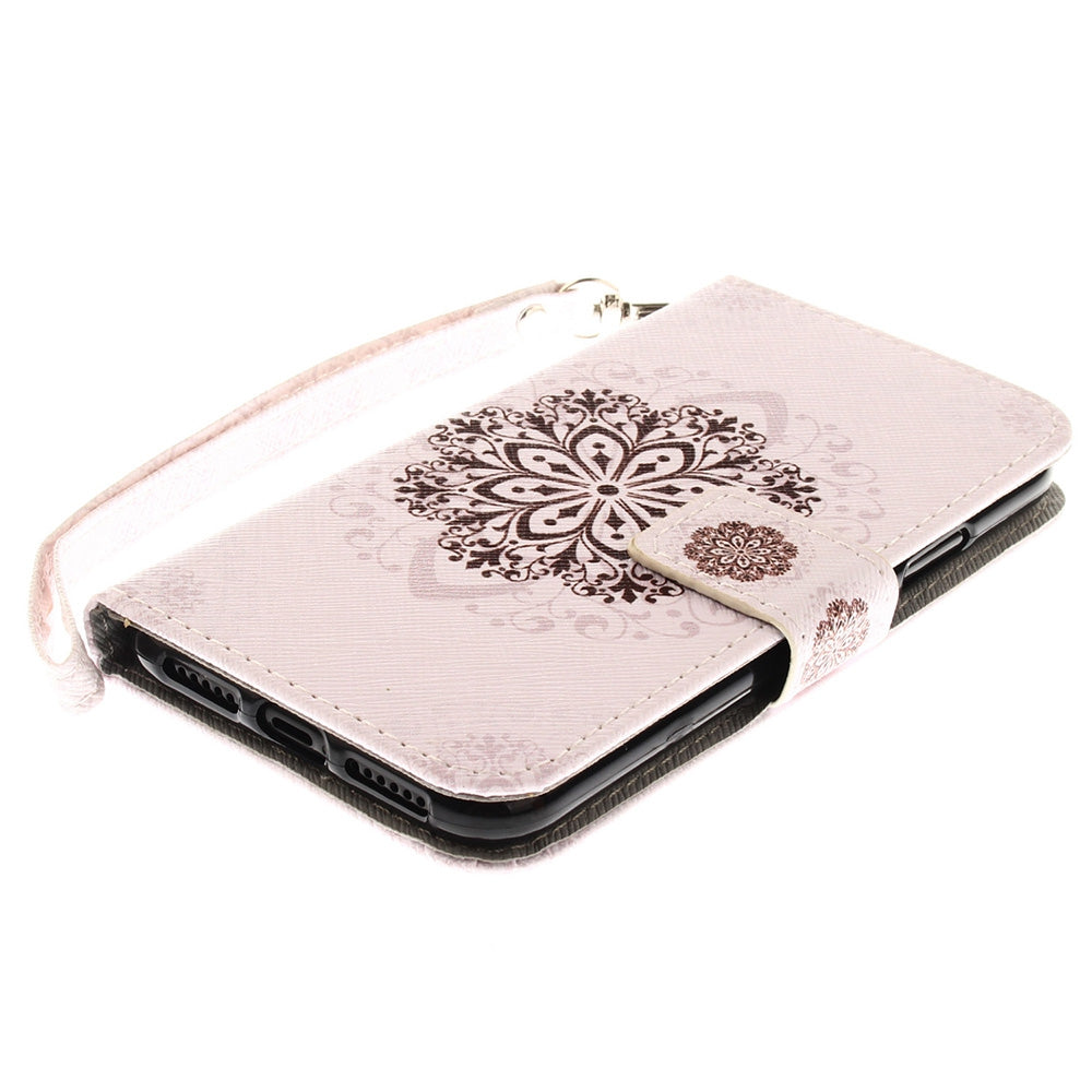 Colored Drawing Pattern Wrist Strap Premium Flip Wallet Protective Case Card Slots Pu+Tpu Leathe...