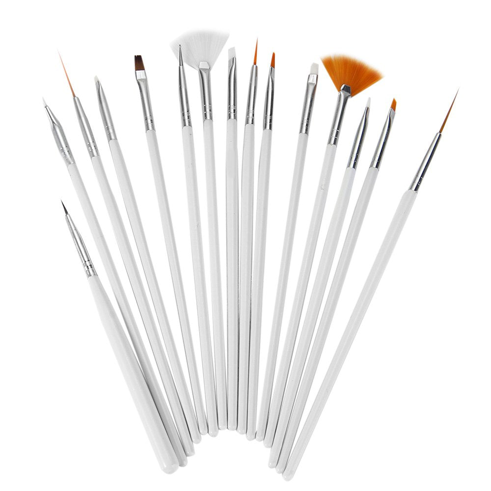 15Pcs Nail Art Design Painting Tool Drawing Pen Wood Handle Brush Set Kit Nail DIY Accessory