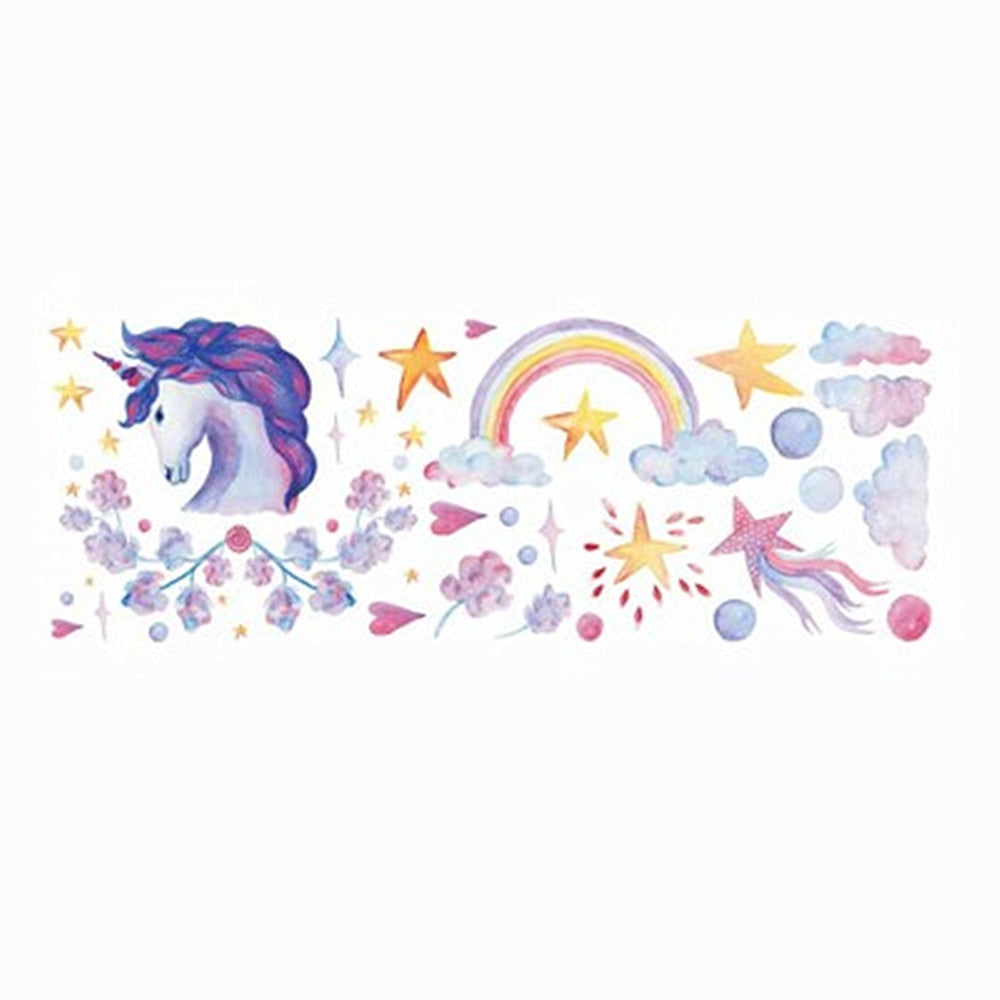 Crayon Style Wallpaper Stickers Removable Unicorns Rainbow Clouds Stars