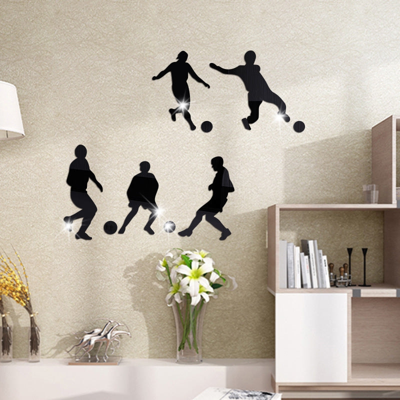 DIY Soccer Players Mirror Wall Stickers for Decor