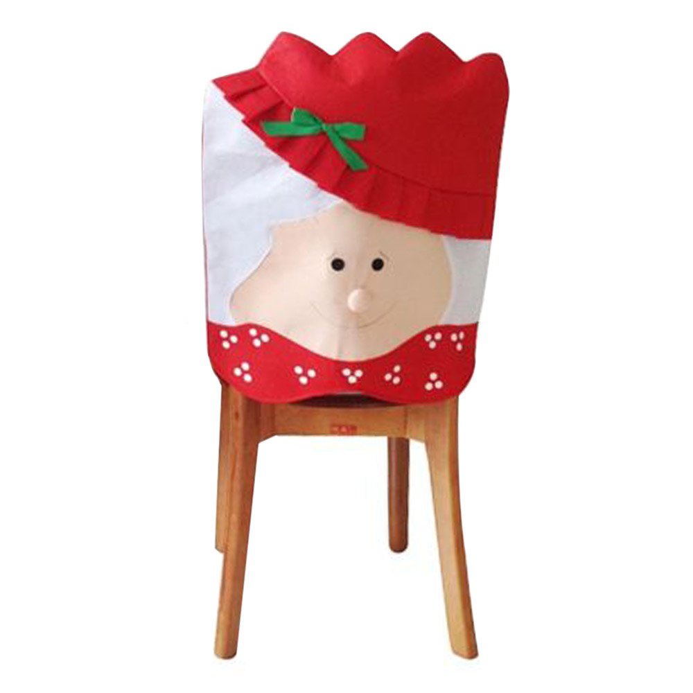 Christmas Chair Cover with Mrs Santa Claus for Dinner Decor