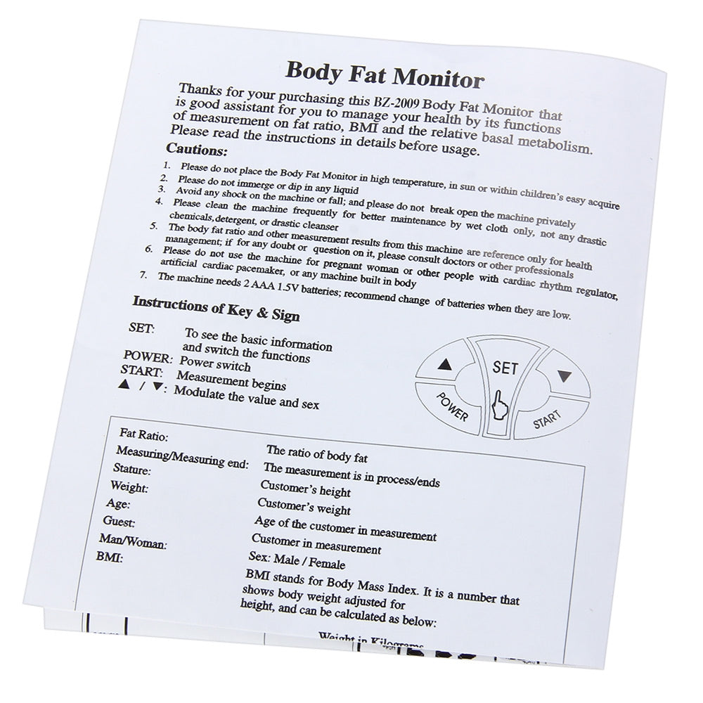 BZ - 2009 Handheld Body Mass Index BMI Tester Fat Monitor Loss Weight Calculator