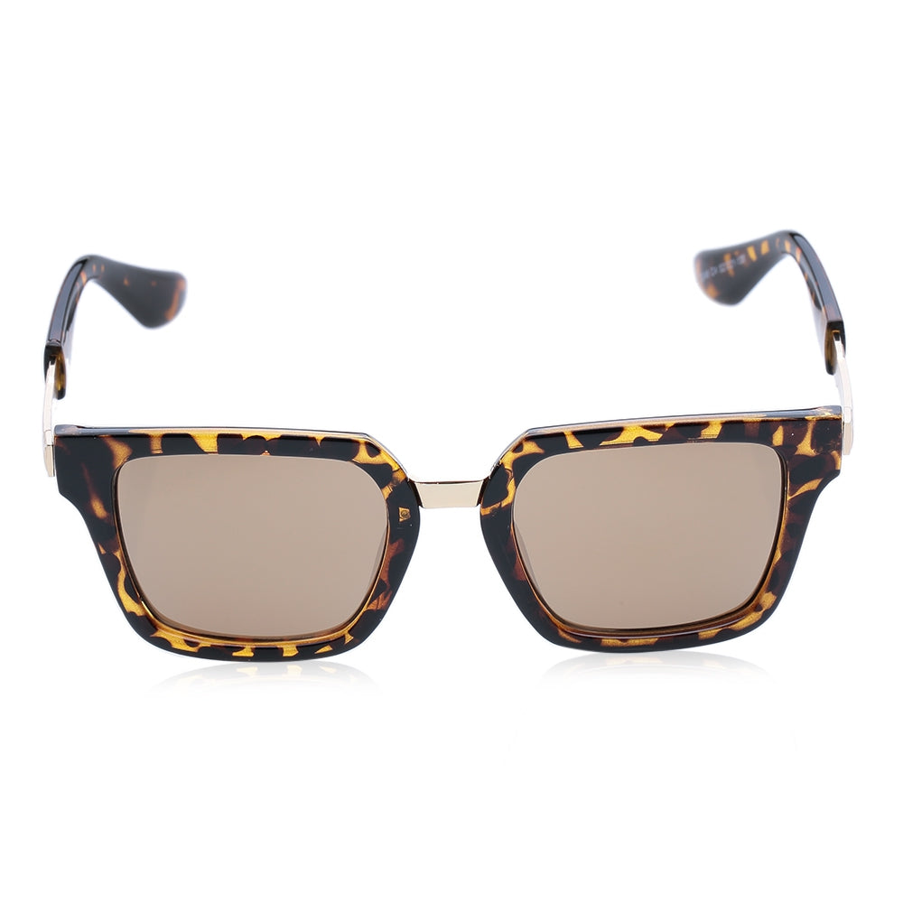 Chic Leopard Pattern Metallic Splice Sunglasses For Women