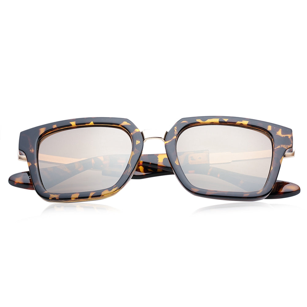 Chic Leopard Pattern Metallic Splice Sunglasses For Women