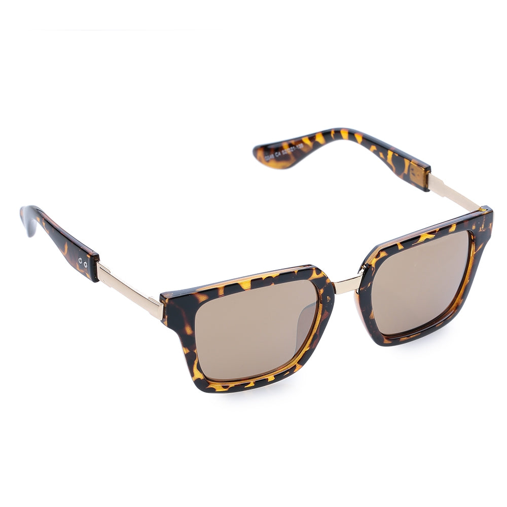 Chic Leopard Pattern Metallic Splice Sunglasses For Women