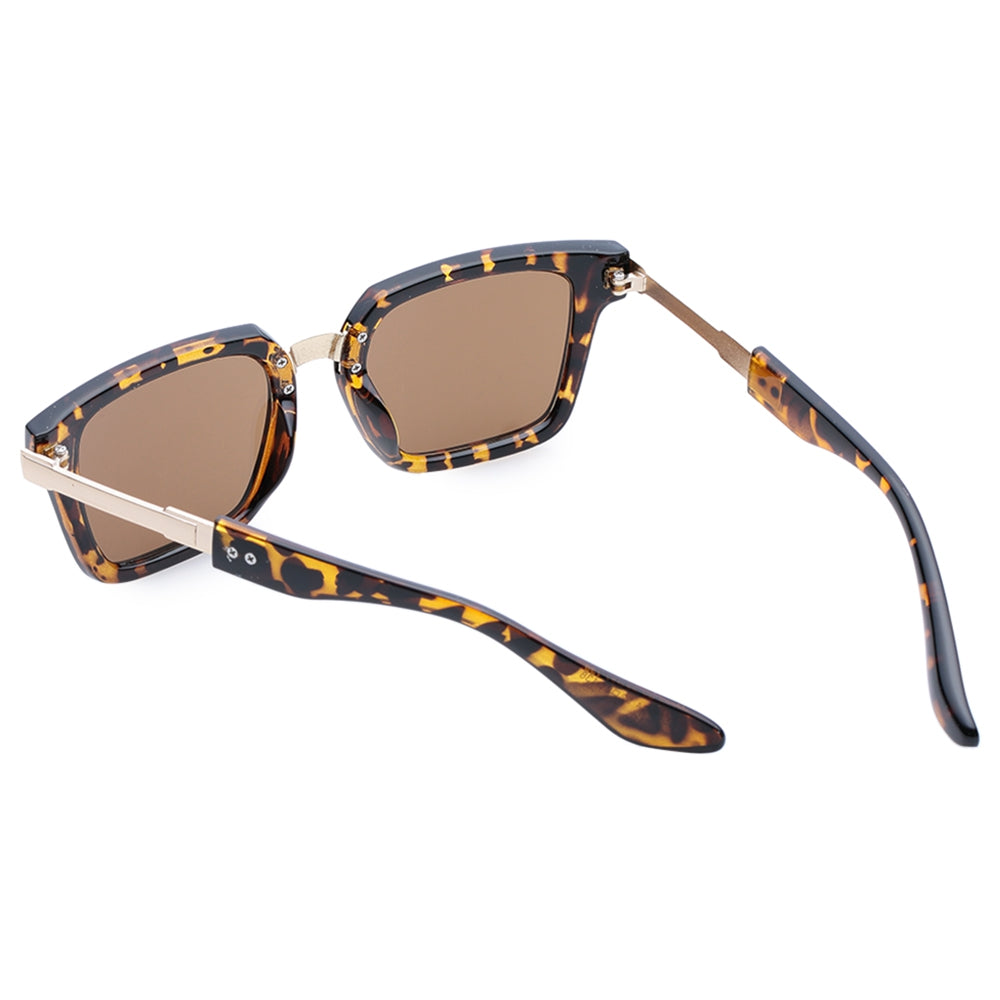 Chic Leopard Pattern Metallic Splice Sunglasses For Women