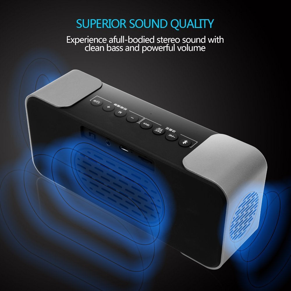 Bluetooth Speakers,Hi-Fi Portable Wireless Stereo Speaker with Alarm Clock,Build-in Mic,FM Radio...