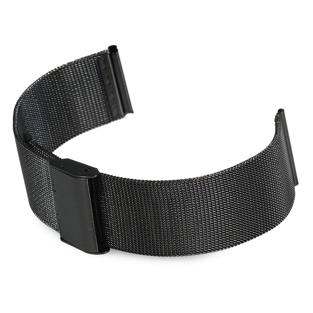 24mm Men Women Stainless Steel Mesh Watch Strap Folding Clasp with Safety Bracelet