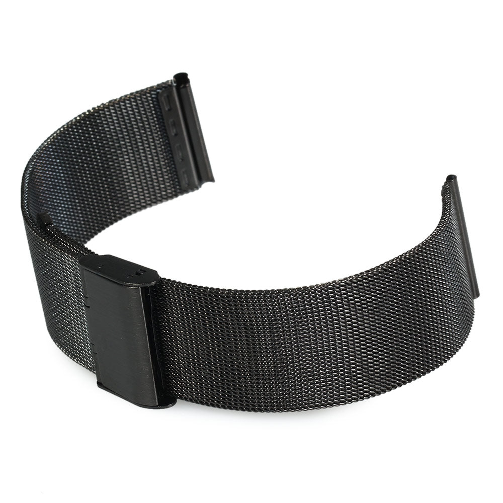 20mm Men Women Stainless Steel Mesh Watch Strap Folding Clasp with Safety Bracelet