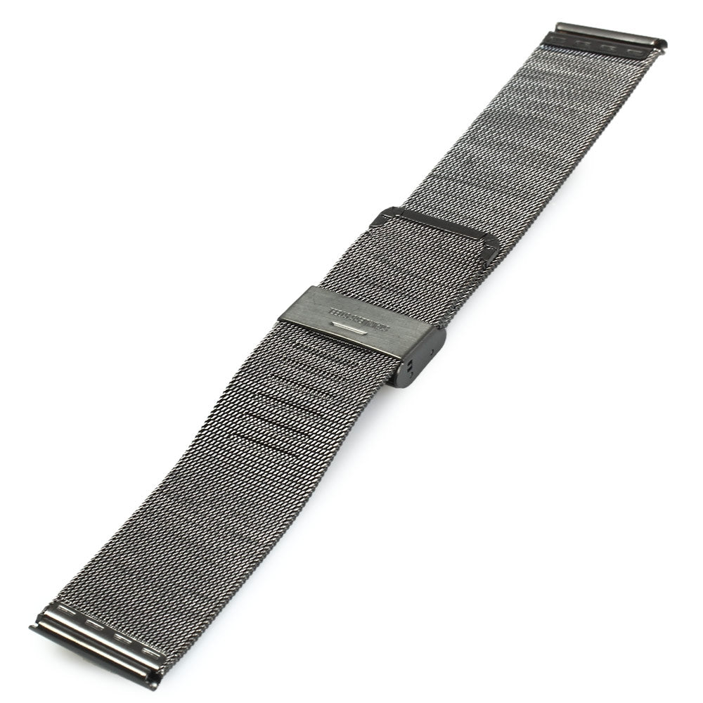 18mm Men Women Stainless Steel Mesh Watch Strap Folding Clasp with Safety Bracelet