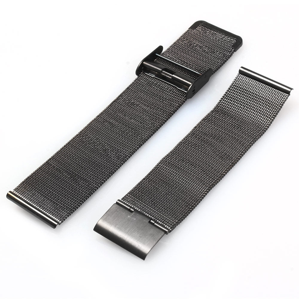 18mm Men Women Stainless Steel Mesh Watch Strap Folding Clasp with Safety Bracelet