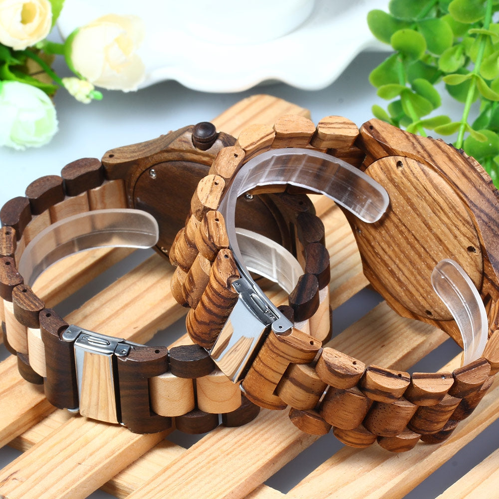 BEWELL ZS - W023A Male Wooden Date Quartz Wrist Watch with Gear Shape Bezel