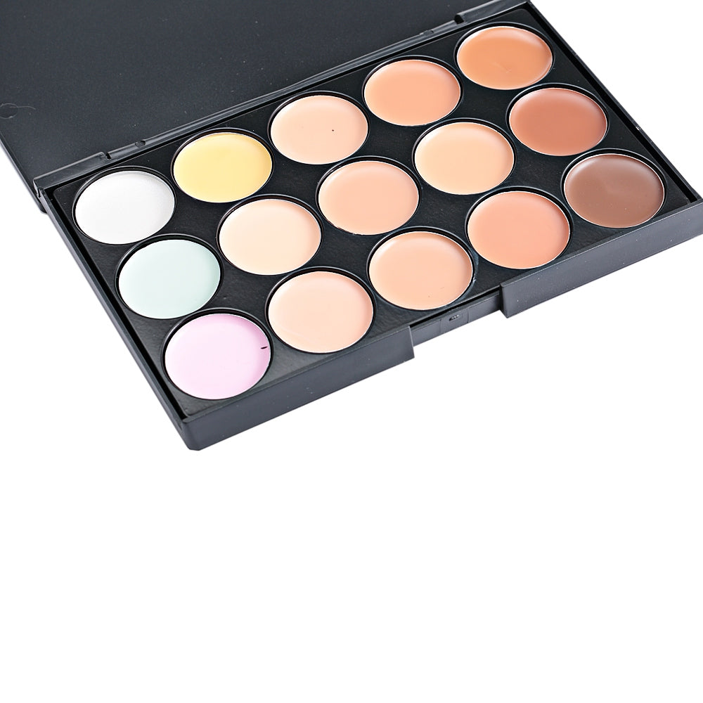 15 Color Cream Camouflage Concealers Palette Cosmetic Makeup Cottect + Powder Puff