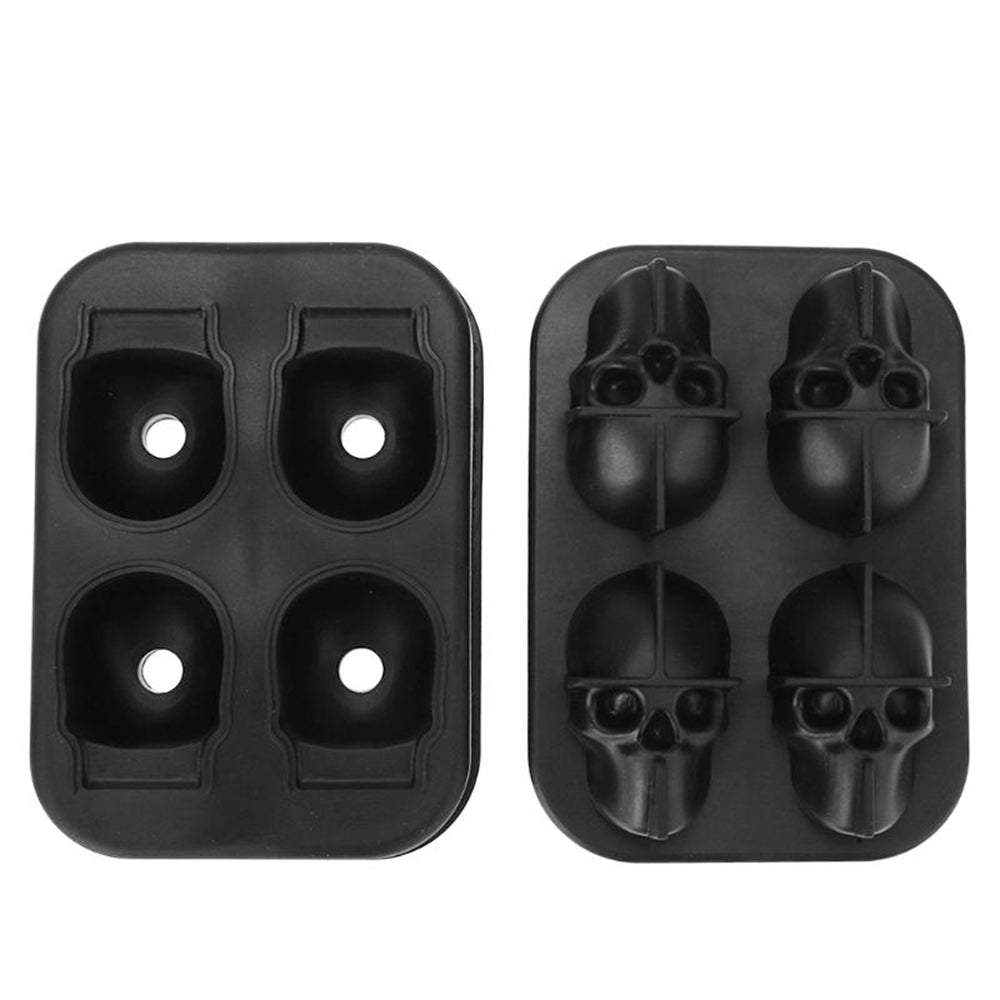 3D Skull Silicone Ice Cube Mold Chocolate Tray with Lid for Whiskey Wine Tool