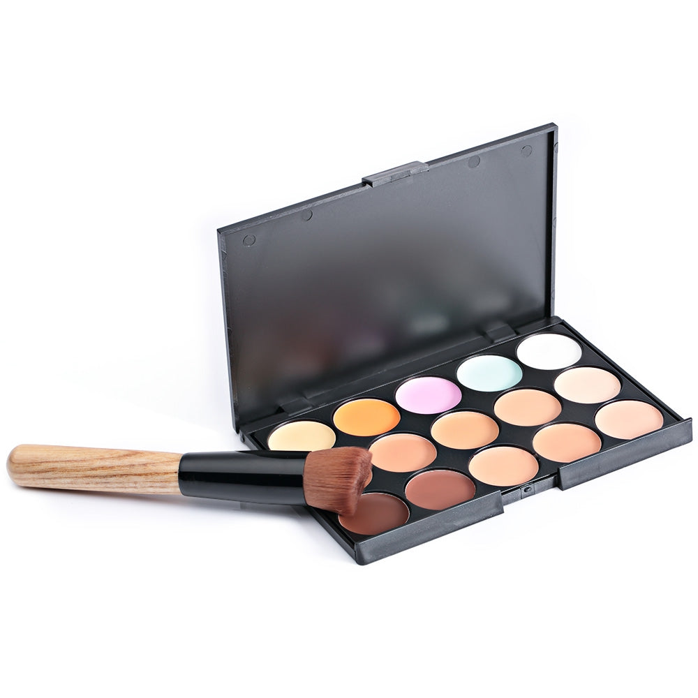 Cosmetic 15 Colors Matte Long-Lasting Concealer Camouflage Makeup Palette with Brush