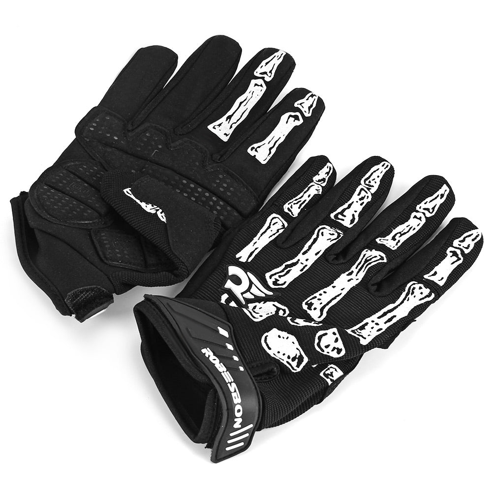 2pcs Robesbon Full Finger Cycling Bicycle Gloves Mountain Bike Sports Non-slip Breathable Skull