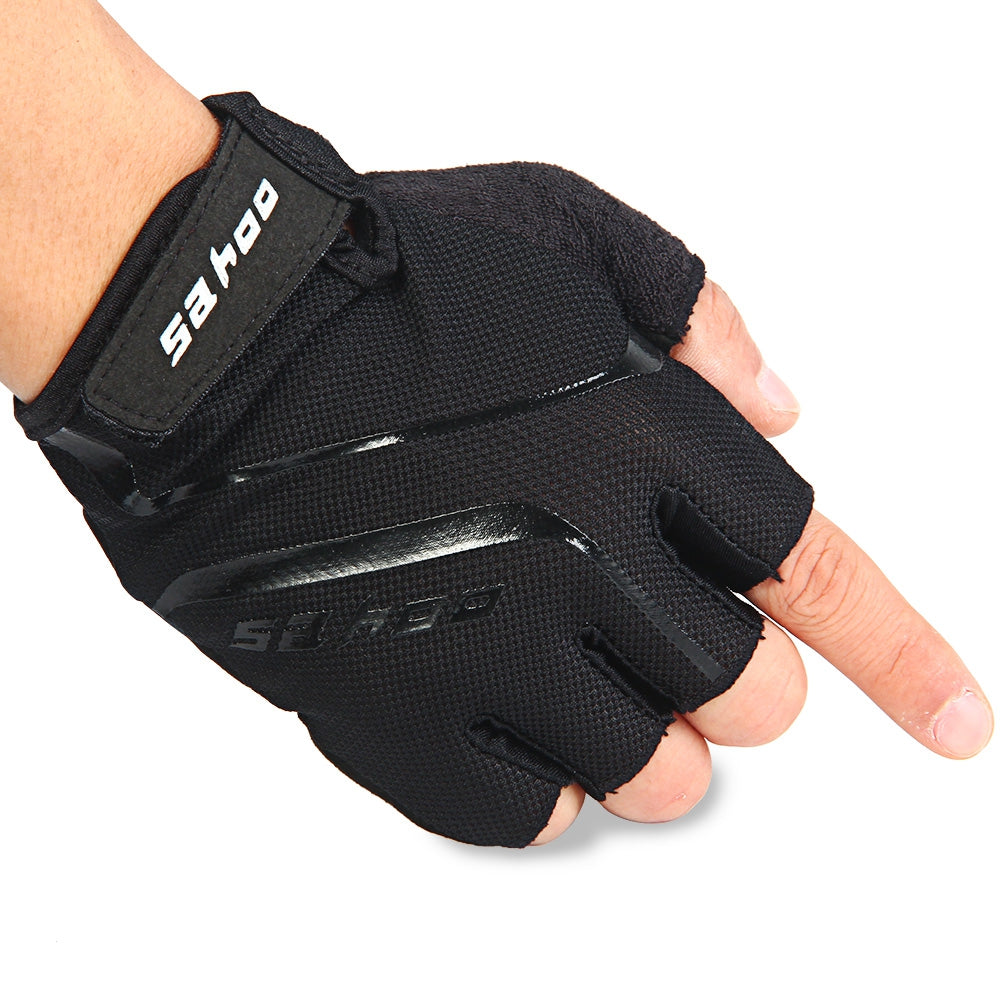 2PCS SAHOO Anti-slip Shock-absorbing Hydrofuge Half Finger Bicycle Gloves with GEL Pad