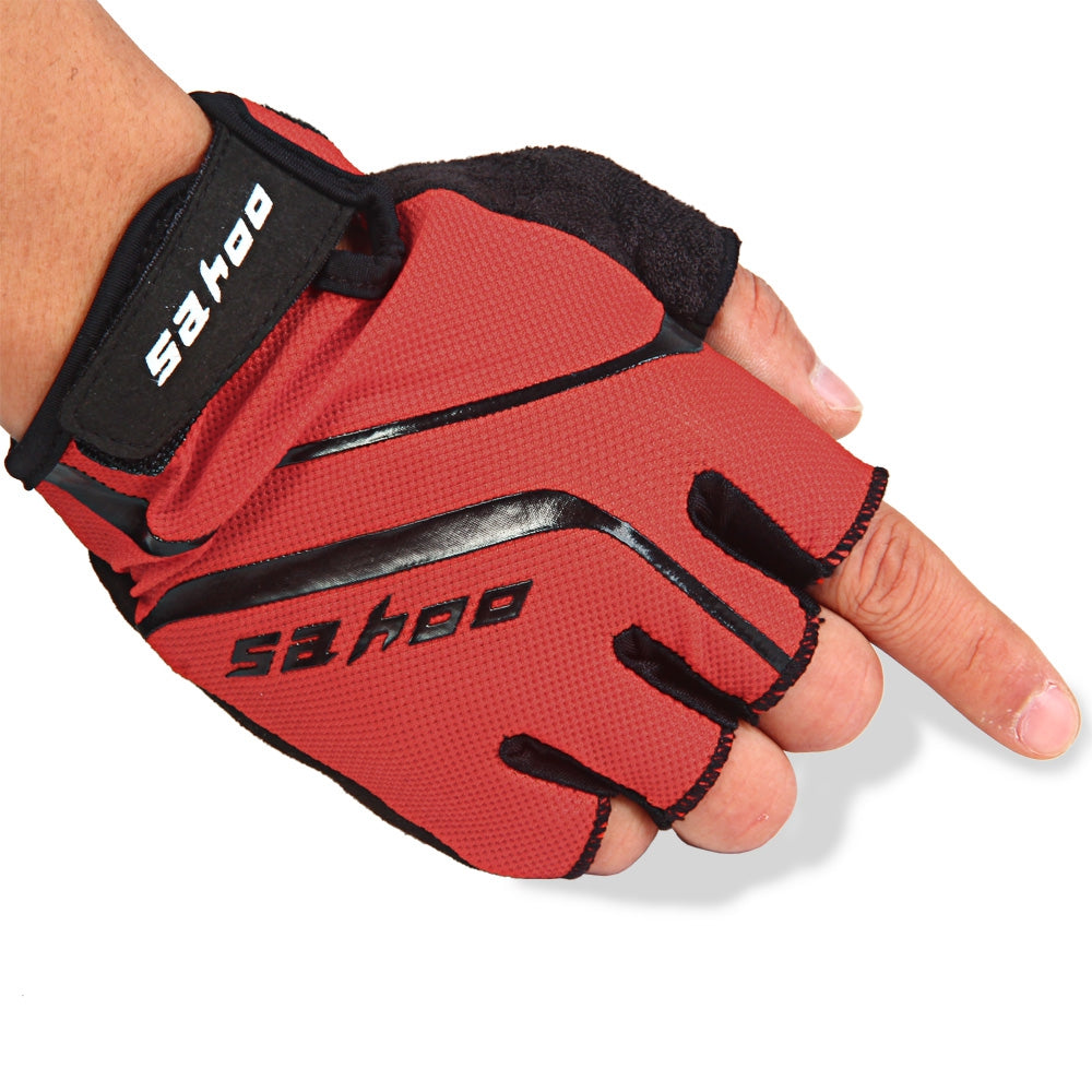 2PCS SAHOO Anti-slip Shock-absorbing Hydrofuge Half Finger Bicycle Gloves with GEL Pad