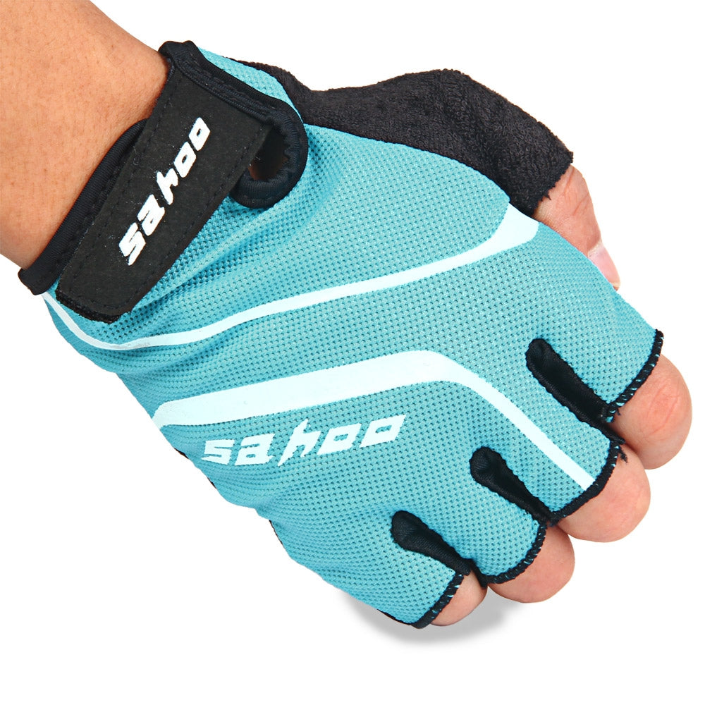 2PCS SAHOO Anti-slip Shock-absorbing Hydrofuge Half Finger Bicycle Gloves with GEL Pad