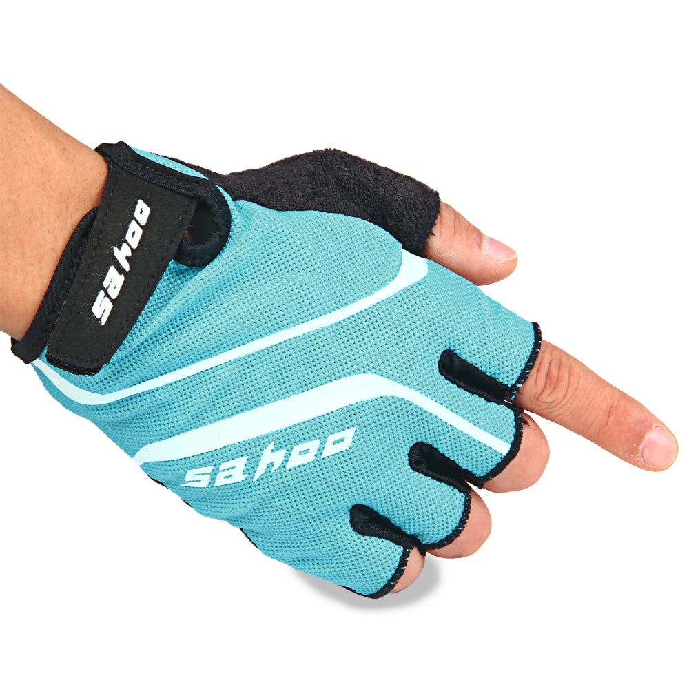 2PCS SAHOO Anti-slip Shock-absorbing Hydrofuge Half Finger Bicycle Gloves with GEL Pad