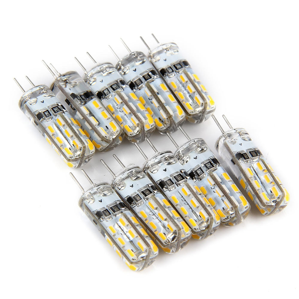 10pcs G4 Base 24 LED Lamp Bulb 1W DC 12V White Light Undimmable 360 Degrees Beam Angle