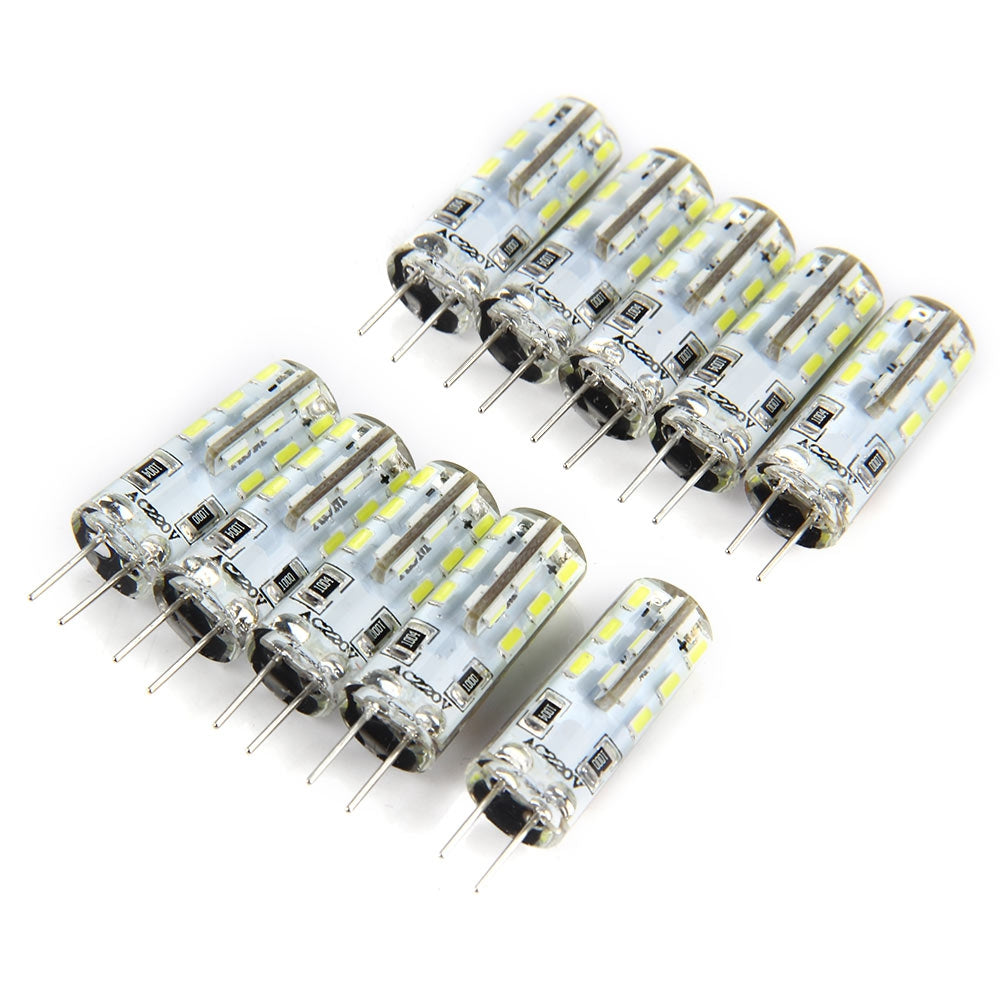 10pcs G4 Base 24 LED Lamp Bulb 3W AC 220V White Light SMD 3014 360 Degrees Beam Angle