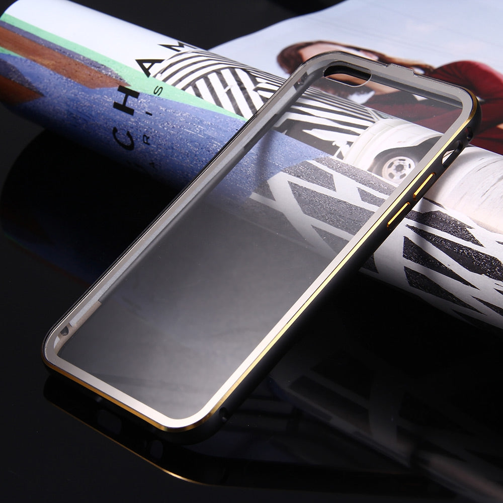 2 in 1 Ultrathin Detachable Metal Bumper Transparent Back Case Cover for iPhone 6 Plus 6s Plus