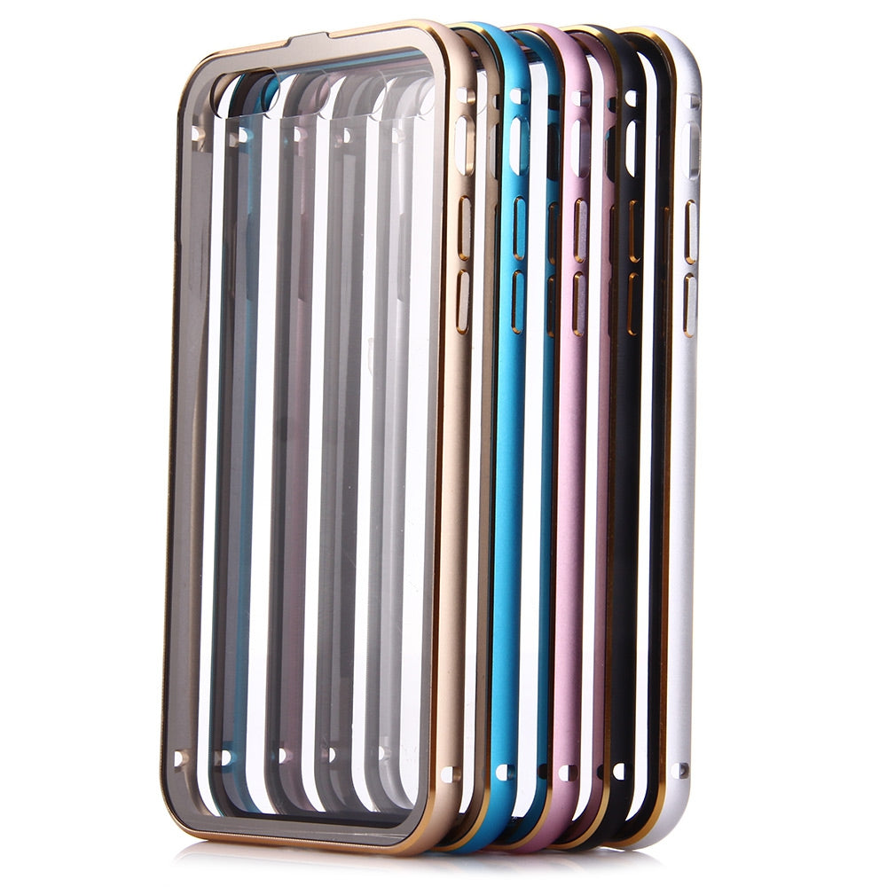 2 in 1 Ultrathin Detachable Metal Bumper Transparent Back Case Cover for iPhone 6 Plus 6s Plus