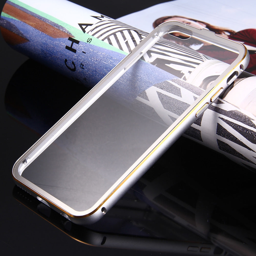 2 in 1 Ultrathin Detachable Metal Bumper Transparent Back Case Cover for iPhone 6 Plus 6s Plus