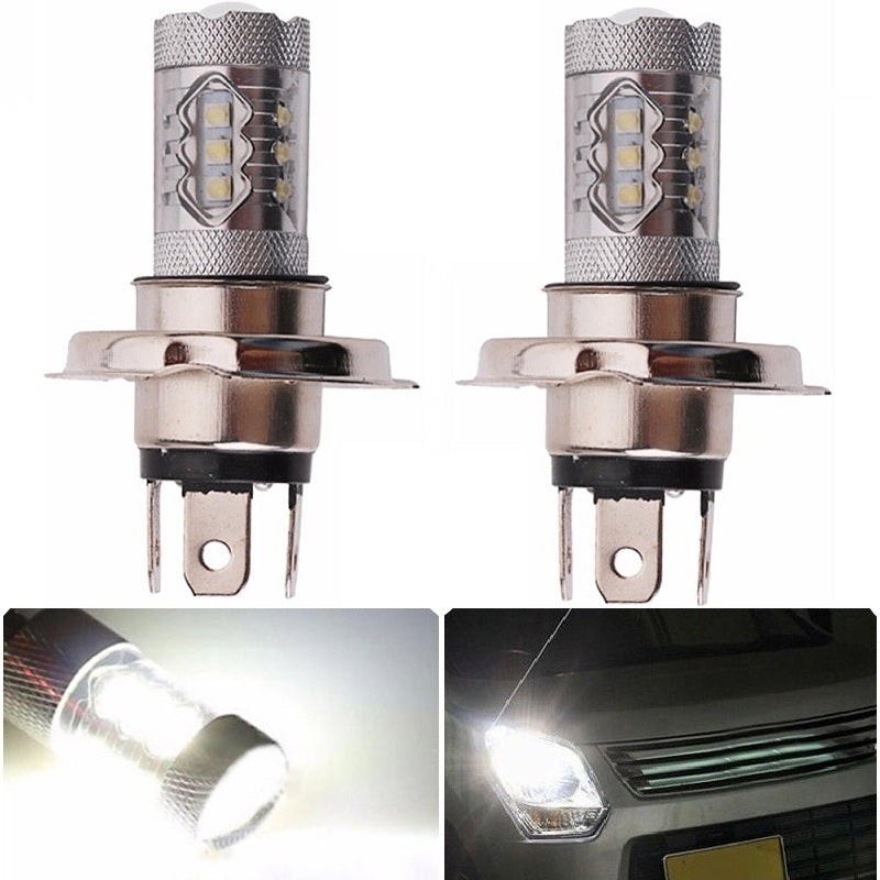 2PCS H4 16SMD 2828 80W 6500K -7000K LED Bulb for Car LED Fog Light Head Lamp DC12-24V