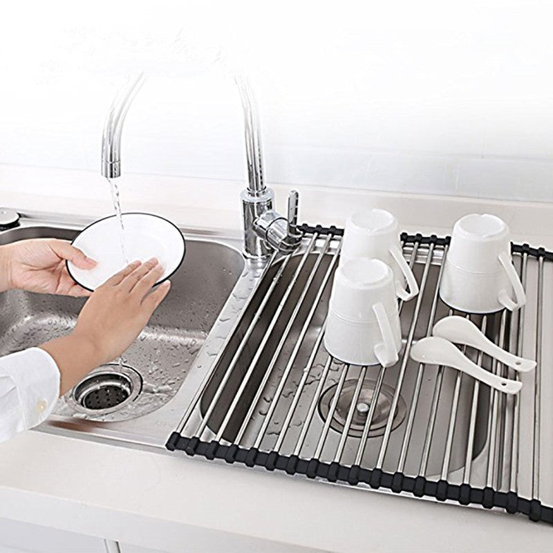 Dish Rack Multi Purpose Larger Drying Dishes Stainless Steel Foldable Over Sink