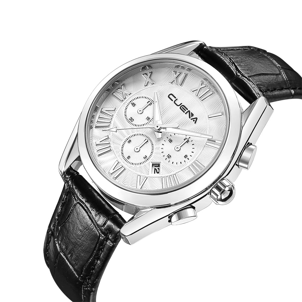 CUENA 6625P Trendy Leather Quartz Wristwatch for Men