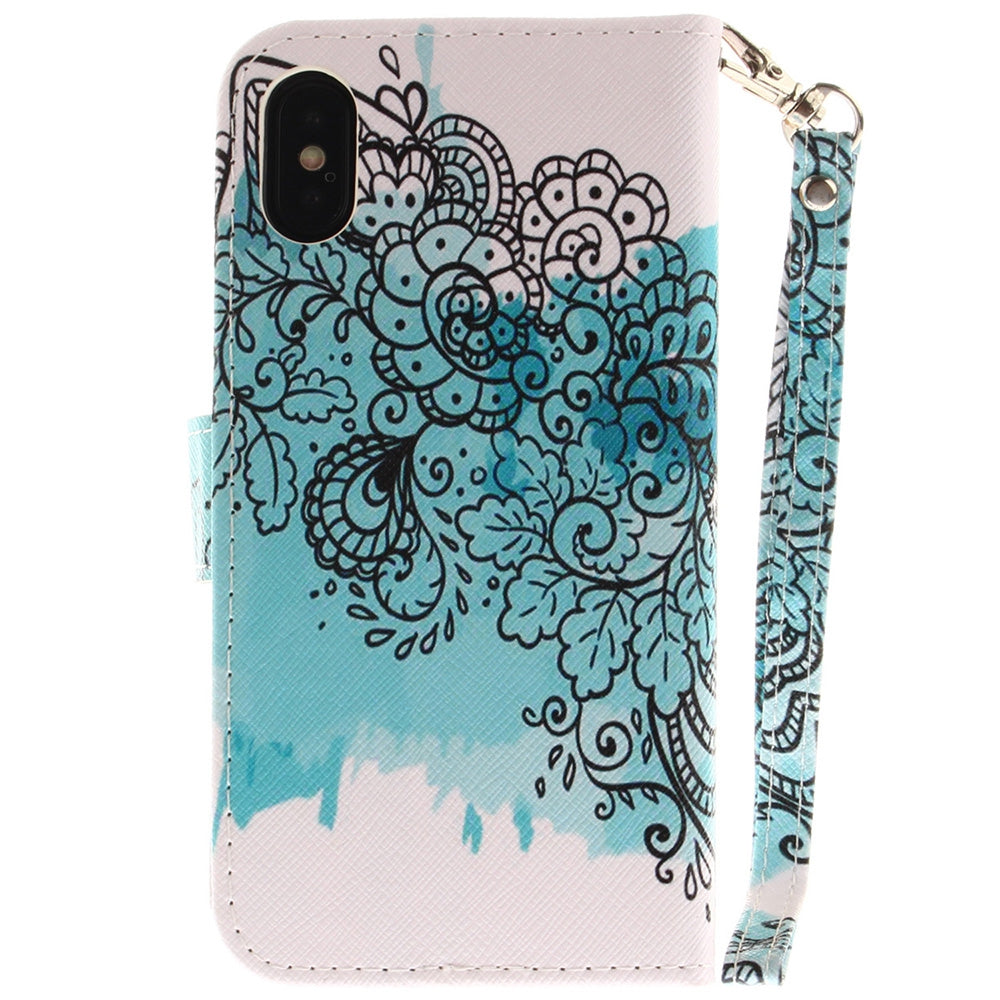 Butterfly Pattern Wrist Strap Premium Flip Wallet Protective Case Card Slots Pu+Tpu Leather Foli...