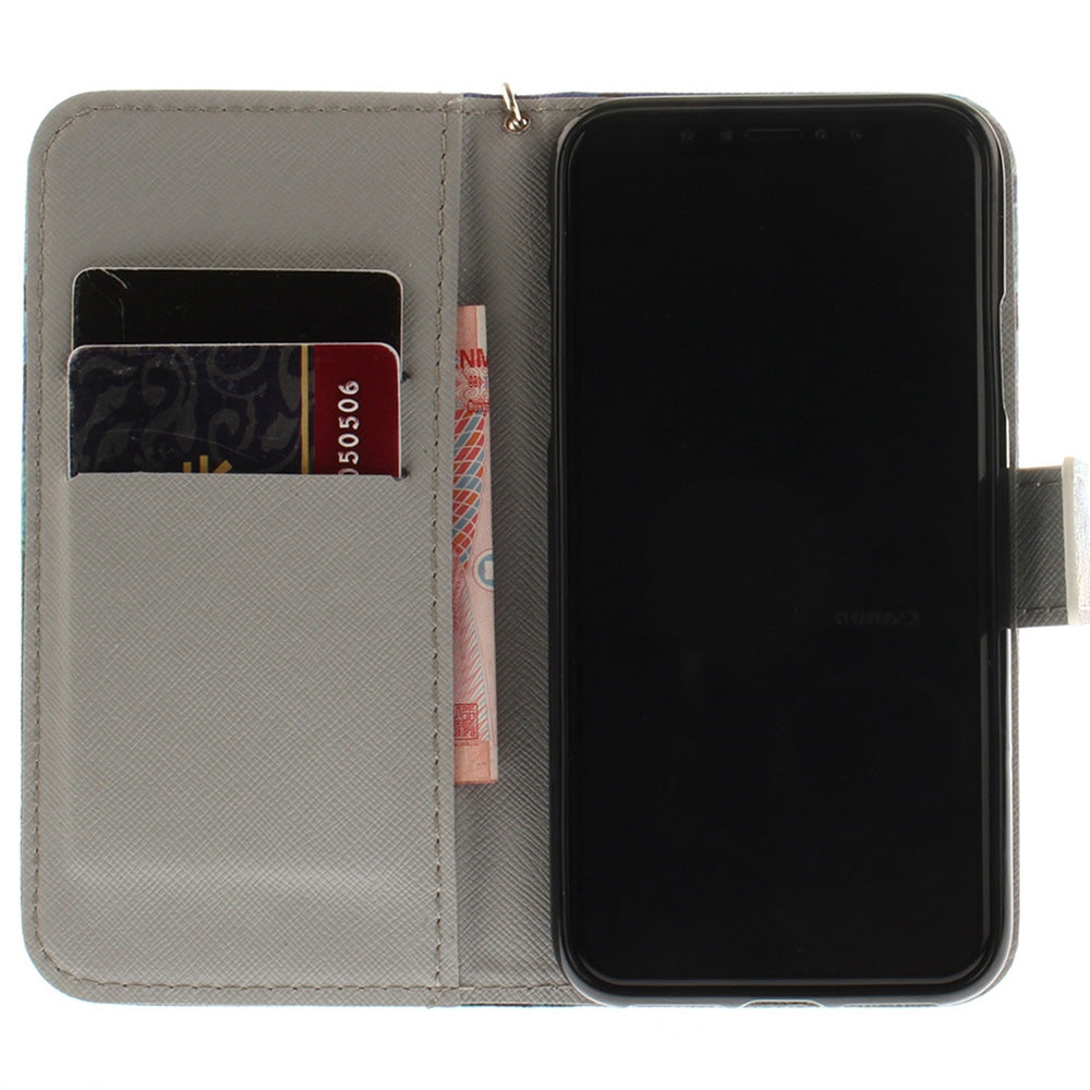 Butterfly Pattern Wrist Strap Premium Flip Wallet Protective Case Card Slots Pu+Tpu Leather Foli...