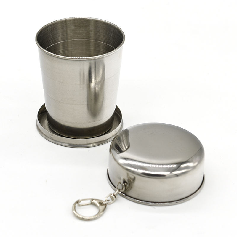 Collapsible Cup Stainless Steel Portable Folding Keychain Cups for Outdoor Travel
