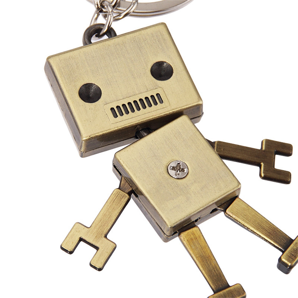 Creative Personality Retro Robot Model Metal Keychain Small Pendant