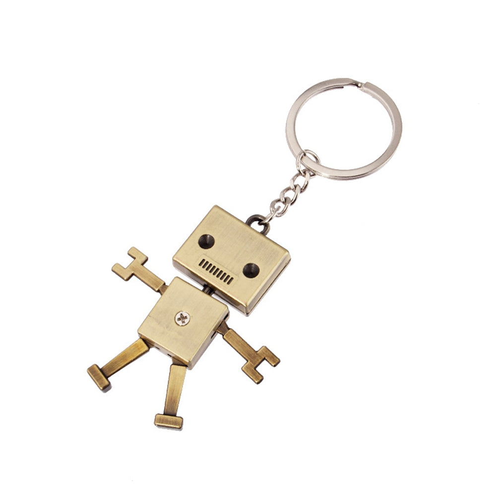 Creative Personality Retro Robot Model Metal Keychain Small Pendant