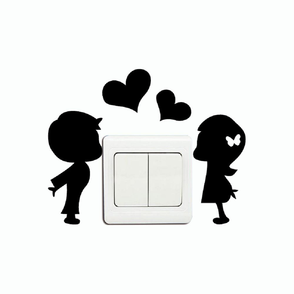 DSU Romantic Lover Light Switch Sticker Creative Cartoon Silhouette Vinyl Wall Sticker