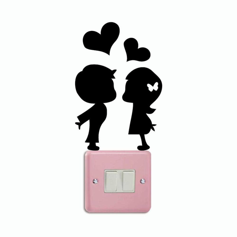 DSU Romantic Lover Light Switch Sticker Creative Cartoon Silhouette Vinyl Wall Sticker