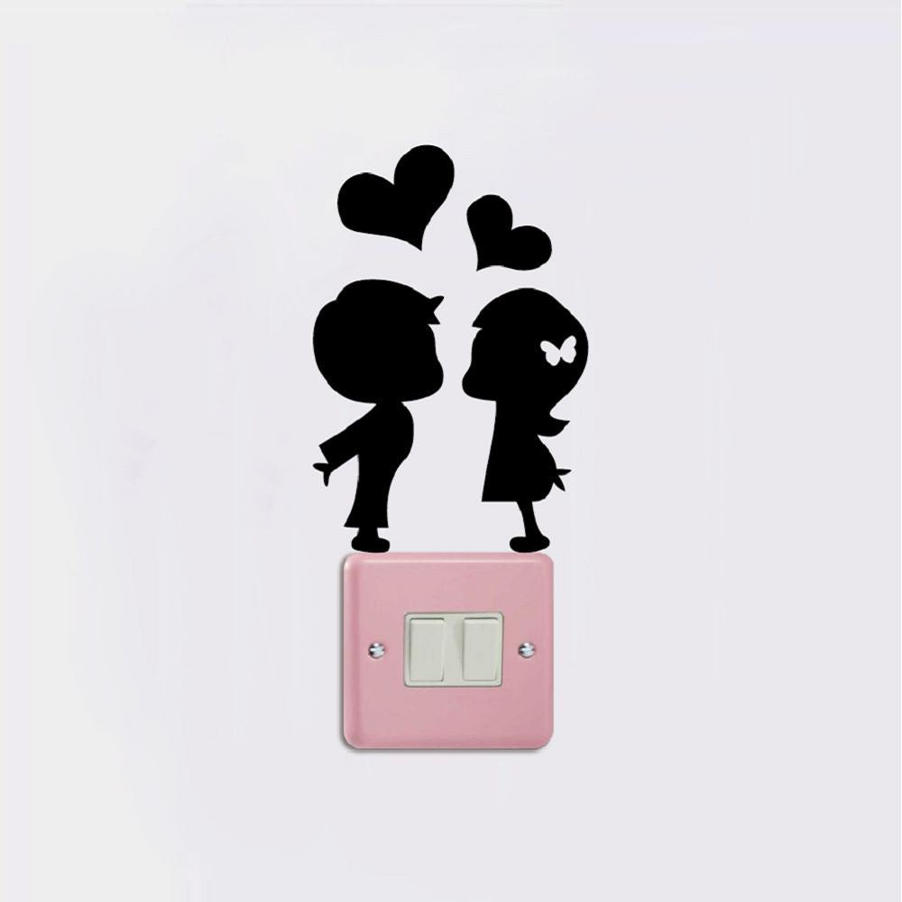 DSU Romantic Lover Light Switch Sticker Creative Cartoon Silhouette Vinyl Wall Sticker