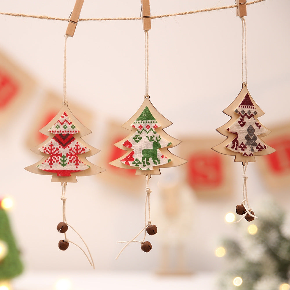Christmas Bell Wooden Cloth Hanging