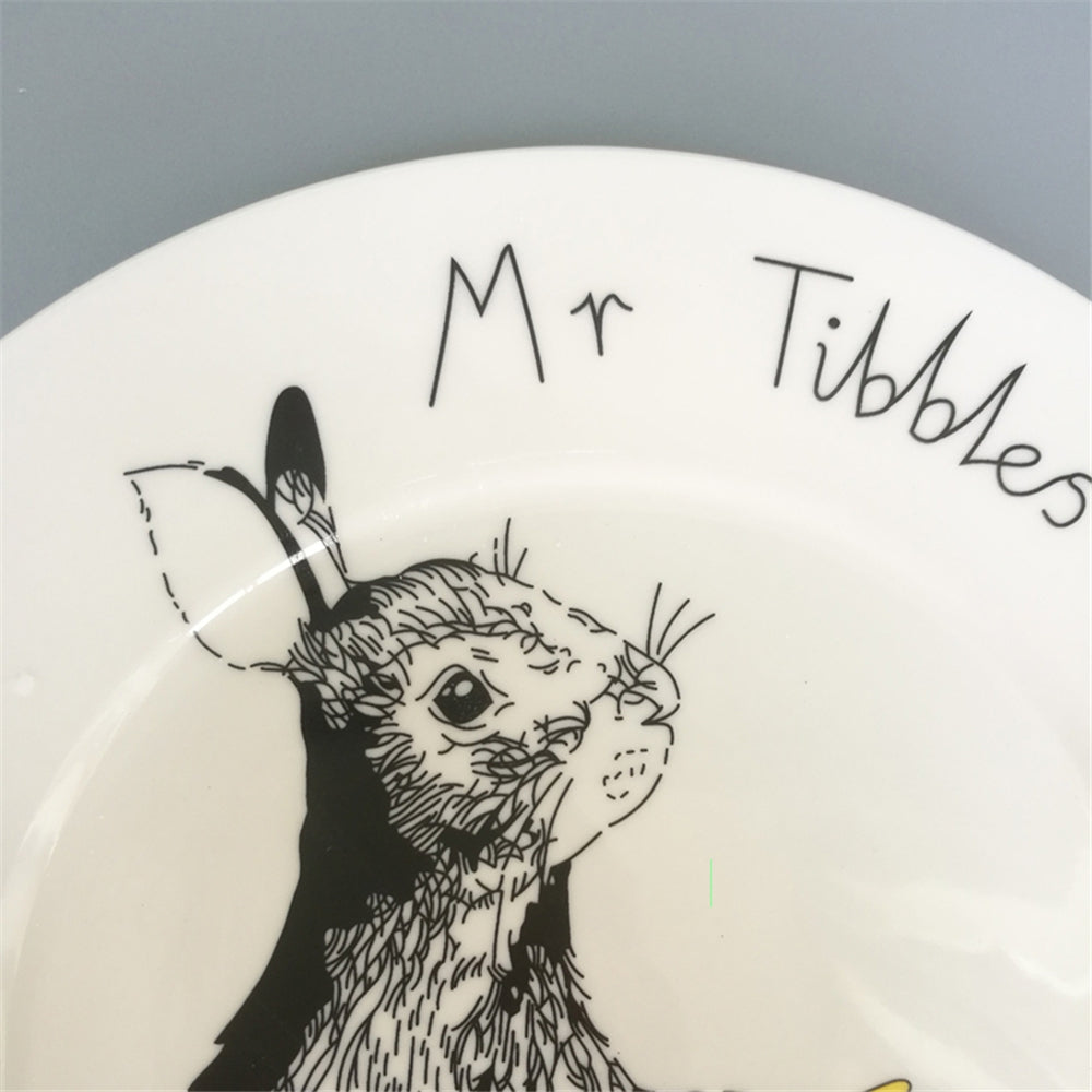 Creative Nordic Style Cartoon Animals Ceramic Dinner Plate Round Dish