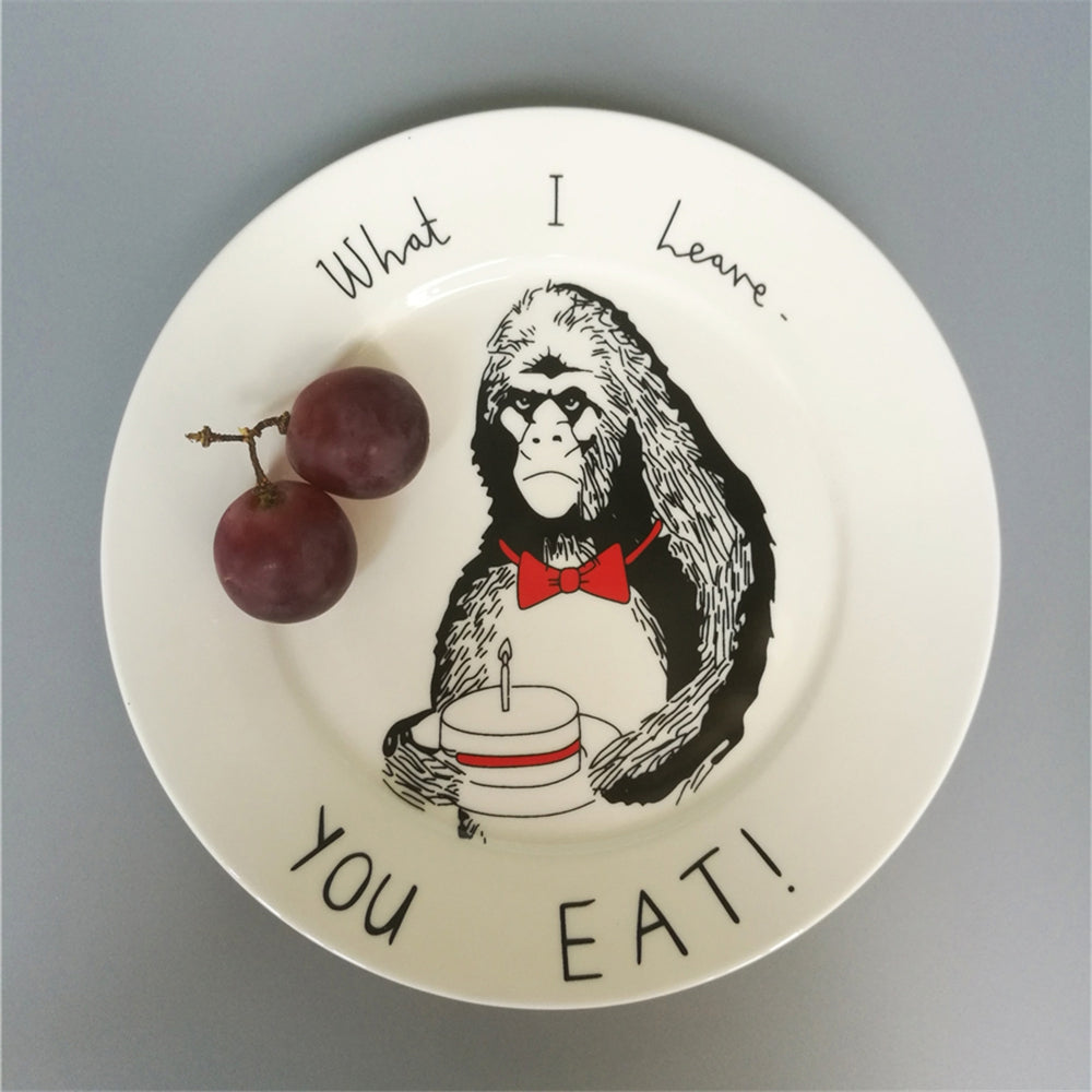 Creative Nordic Style Cartoon Animals Ceramic Dinner Plate Round Dish