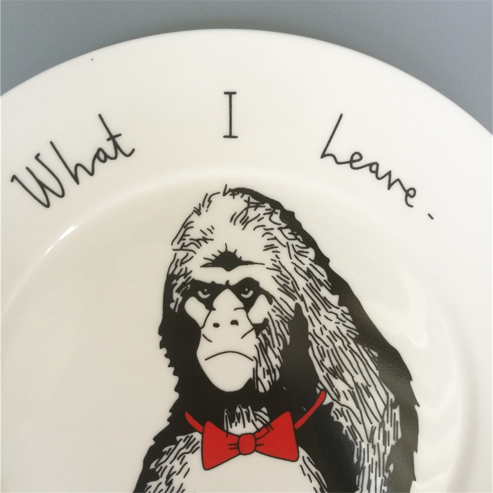Creative Nordic Style Cartoon Animals Ceramic Dinner Plate Round Dish