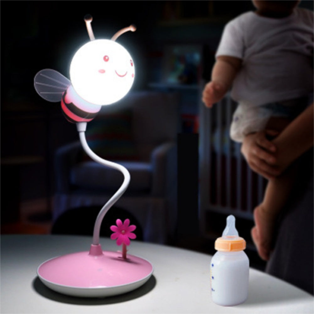 Cartoon Bee LED Lamp USB Charging Touch Dimming Pink White Light